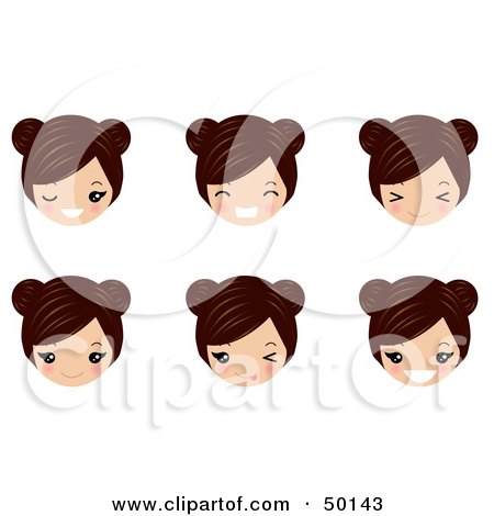 Royalty-Free (RF) Clipart Illustration of a Digital Collage Of Brunette Avatar Faces by Melisende Vector