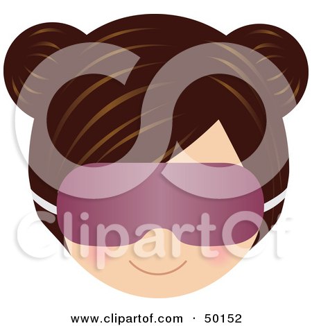 Royalty-Free (RF) Clipart Illustration of a Brunette Girl's Face Wearing A Purple Eye Cover by Melisende Vector