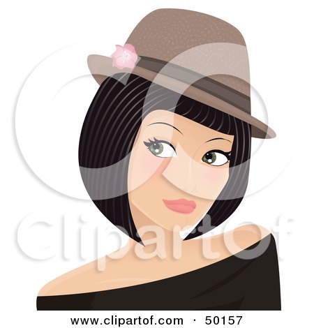 Royalty-Free (RF) Clipart Illustration of a Pretty Young Lady Wearing A Hat And Looking Left by Melisende Vector