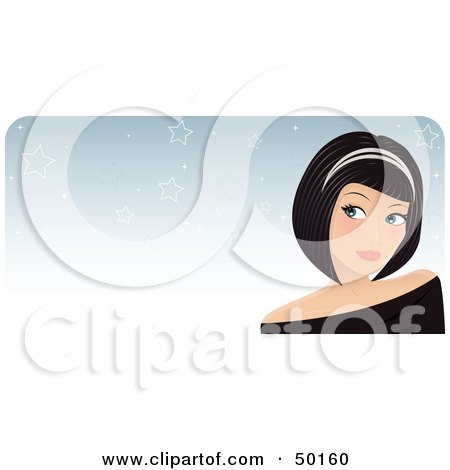 Royalty-Free (RF) Clipart Illustration of a Pretty Woman Wearing A Headband And Daydreaming by Melisende Vector