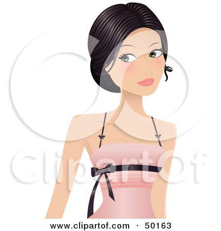 Royalty-Free (RF) Clipart Illustration of a Pretty Woman Looking Over Her Shoulder And Wearing A Pink Dress by Melisende Vector