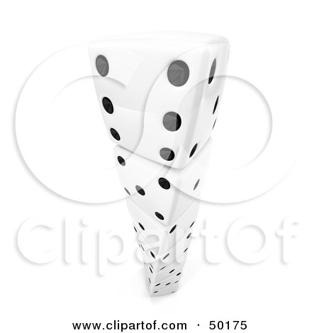 Royalty-Free (RF) Clipart Illustration of White 3d Dice With Black Dots Stacked Like A Tower by Leo Blanchette