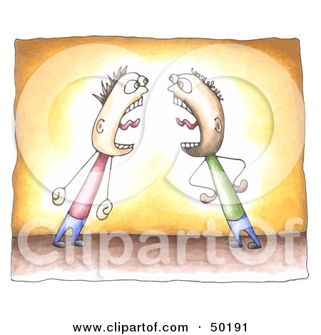 Royalty-Free (RF) Clipart Illustration of Two Grown Men Screaming at Each Other by C Charley-Franzwa