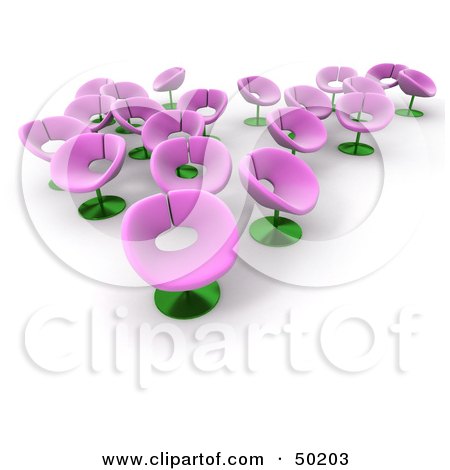 Royalty-Free (RF) Clipart Illustration of Pink Flower Chairs by Frank
