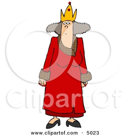 Crowned Woman Wearing a Red Queen Costume On Halloween Clipart by djart