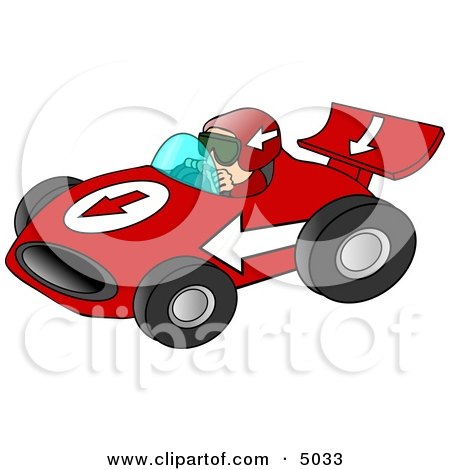 Man Driving a Fast Race Car Down a Speedway Clipart by djart