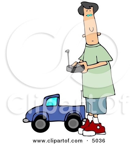 Young Teenage Boy Driving a Remote Control Car Clipart by djart