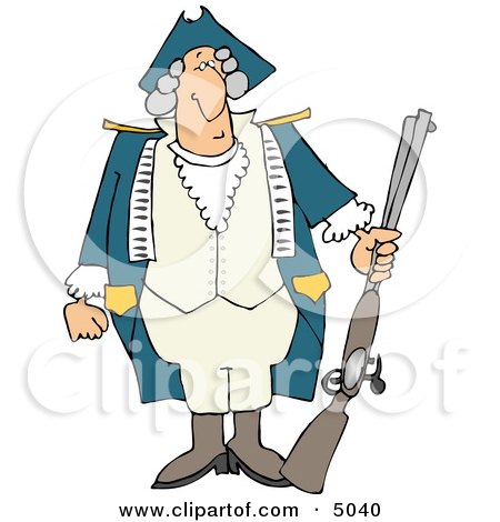American Revolutionary War Soldier Holding a Loaded Rifle Clipart by djart