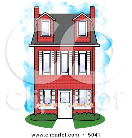 Large Three Story Red Brick House Clipart by djart