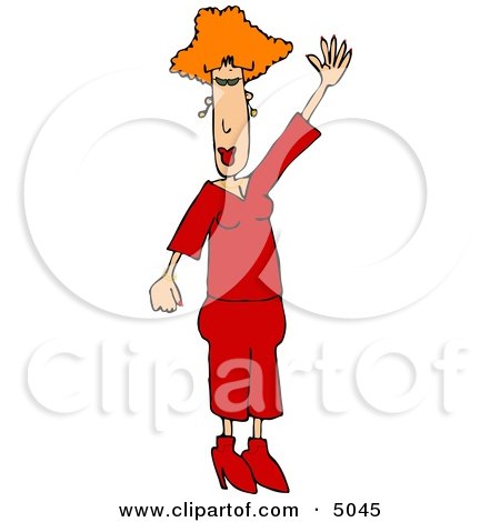 Redhead Lady Waving Hello or Goodbye Clipart Illustration by djart