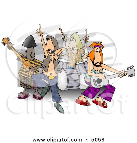 Rock and Roll Band Members Playing Music Clipart by djart