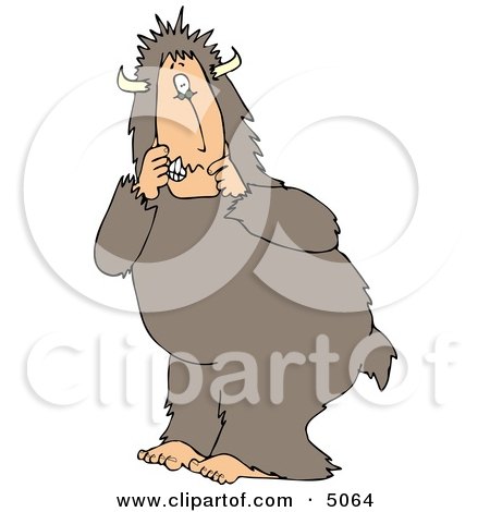 Scared Person Wearing a Halloween Bigfoot Costume Clipart by djart