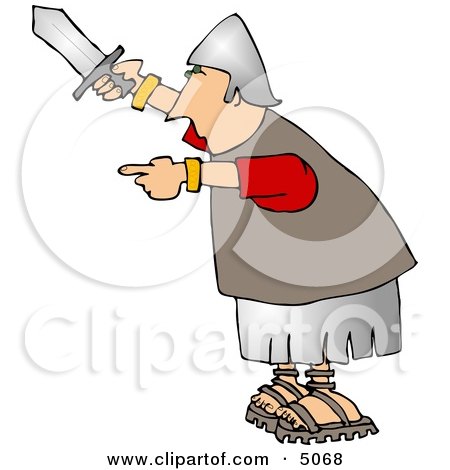 Roman Army Soldier Holding a Knife Clipart by djart
