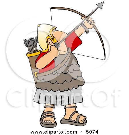 Roman Army Soldier Shooting a Bow and Arrow Clipart by djart