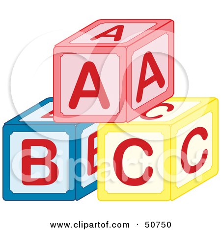 Royalty-Free (RF) Clipart Illustration of a Pyramid of Red, Blue and Yellow ABC Blocks by Cherie Reve