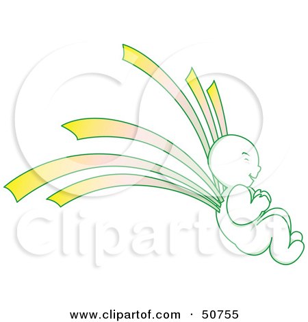 Royalty-Free (RF) Clipart Illustration of a Green and Yellow Asian Angel by Cherie Reve
