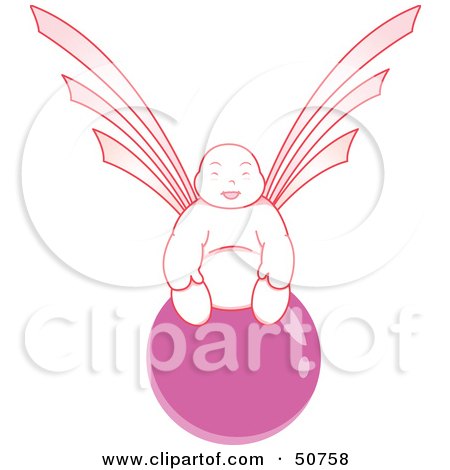 Royalty-Free (RF) Clipart Illustration of a Pink Asian Angel on a Pink Ball by Cherie Reve