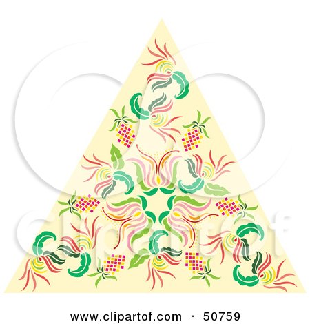 Royalty-Free (RF) Clipart Illustration of a Pale Orange Triangle With Floral Patterns by Cherie Reve