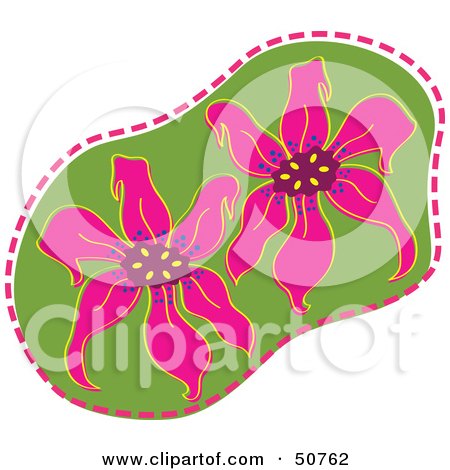 Royalty-Free (RF) Clipart Illustration of a Flower Design Outlined in Dashes - Version 1 by Cherie Reve
