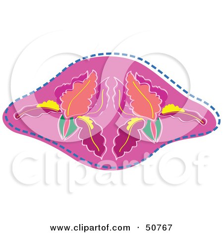 Royalty-Free (RF) Clipart Illustration of a Flower Design Outlined in Dashes - Version 2 by Cherie Reve