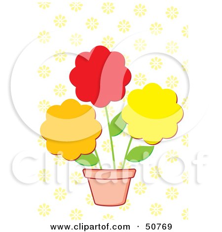 Royalty-Free (RF) Clipart Illustration of Three Flowers in a Pot by Cherie Reve