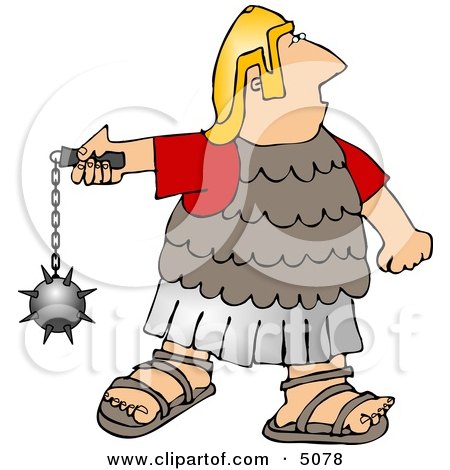Roman Army Soldier Battling with a Ball and Chain Mace Weapon Clipart by djart