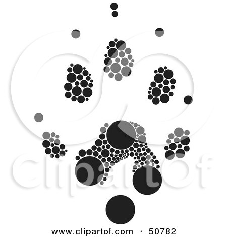 Royalty-Free (RF) Clipart Illustration of a Black And White Inkblot Otter Animal Paw Print by Cherie Reve