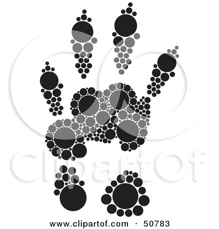 Royalty-Free (RF) Clipart Illustration of a Black And White Inkblot Grey Squirrel Animal Paw Print by Cherie Reve