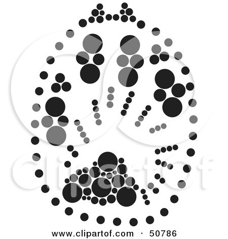 Royalty-Free (RF) Clipart Illustration of a Black And White Inkblot In The Shape Of An Animal Paw Print by Cherie Reve