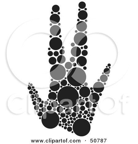 Royalty-Free (RF) Clipart Illustration of a Black And White Inkblot Armadillo Animal Paw Print by Cherie Reve