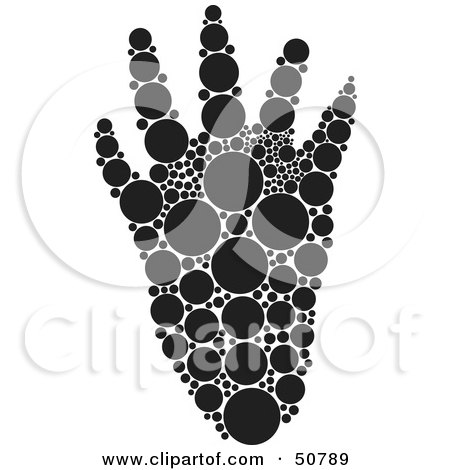 Royalty-Free (RF) Clipart Illustration of a Black And White Inkblot Beaver Animal Paw Print by Cherie Reve