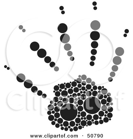 Royalty-Free (RF) Clipart Illustration of a Black And White Inkblot Muskrat Animal Paw Print by Cherie Reve