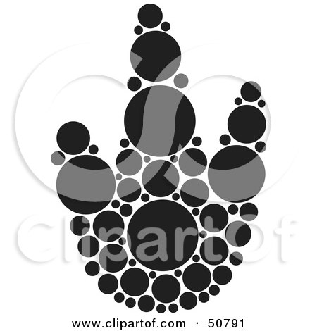 Royalty-Free (RF) Clipart Illustration of a Black And White Inkblot Stork Animal Paw Print by Cherie Reve