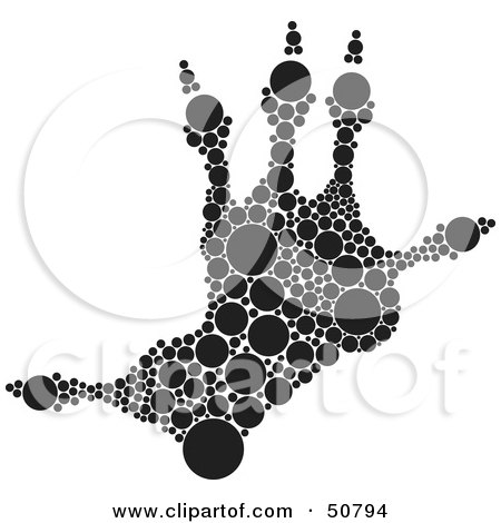Royalty-Free (RF) Clipart Illustration of a Black And White Inkblot Opossum Animal Paw Print by Cherie Reve