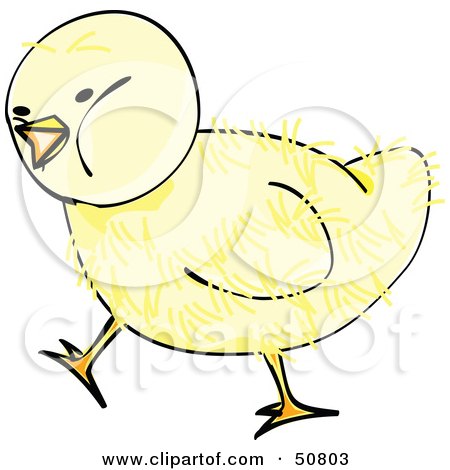 Royalty-Free (RF) Clipart Illustration of a Fluffy Yellow Spring Chick - Version 7 by Cherie Reve