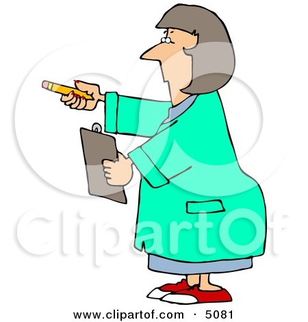 Female Scientist Holding Pencil & Clipboard Clipart by djart