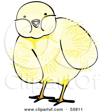 Royalty-Free (RF) Clipart Illustration of a Fluffy Yellow Spring Chick - Version 6 by Cherie Reve