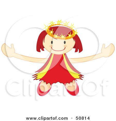 Royalty-Free (RF) Clipart Illustration of a Happy Crowned Angel Holding Her Arms Out by Cherie Reve