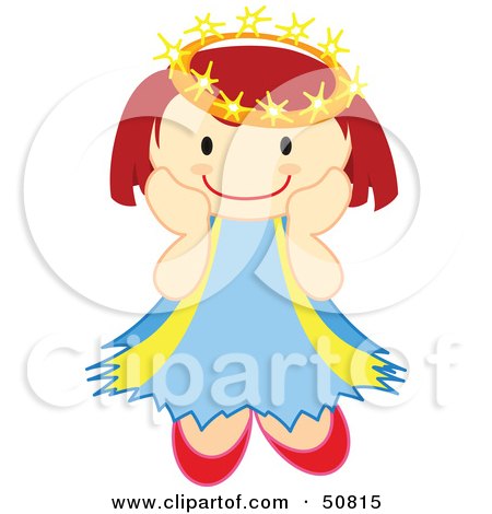 Royalty-Free (RF) Clipart Illustration of a Happy Crowned Angel Smiling by Cherie Reve
