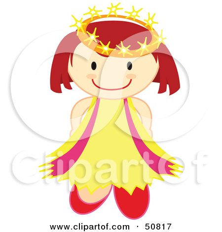 Royalty-Free (RF) Clipart Illustration of a Happy Crowned Angel Holding Her Arms Behind Her Back by Cherie Reve