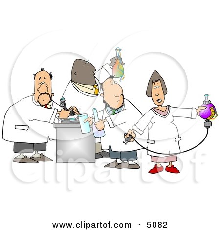 Male and Female Chemists Testing Chemicals in a Chemistry Lab Clipart by djart