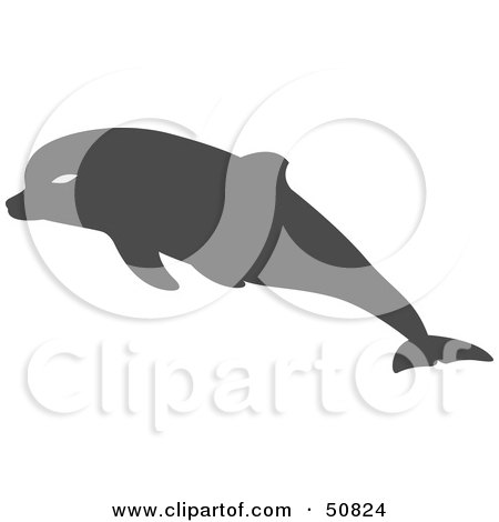 Royalty-Free (RF) Clipart Illustration of a Gray Leaping Dolphin - Version 2 by Cherie Reve