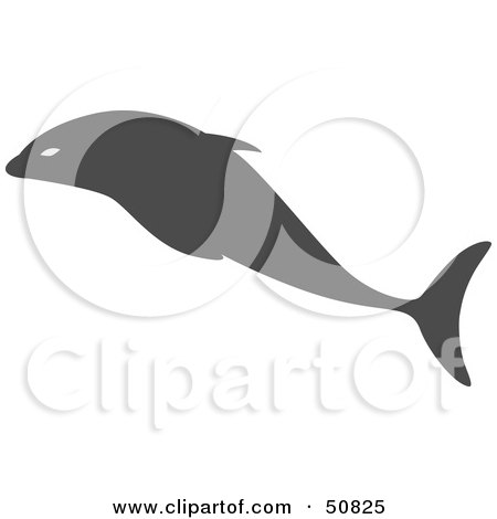 Royalty-Free (RF) Clipart Illustration of a Gray Leaping Dolphin - Version 3 by Cherie Reve