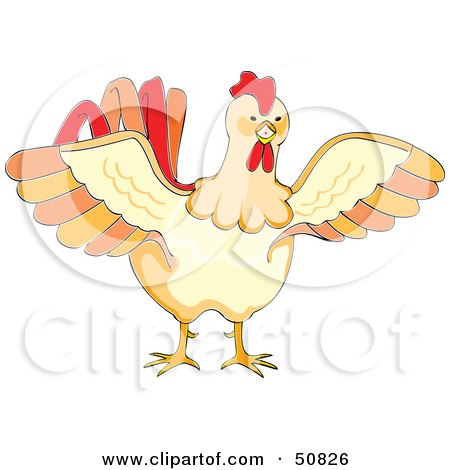 Royalty-Free (RF) Clipart Illustration of an Aggressive Cock Spreading Its Wings by Cherie Reve