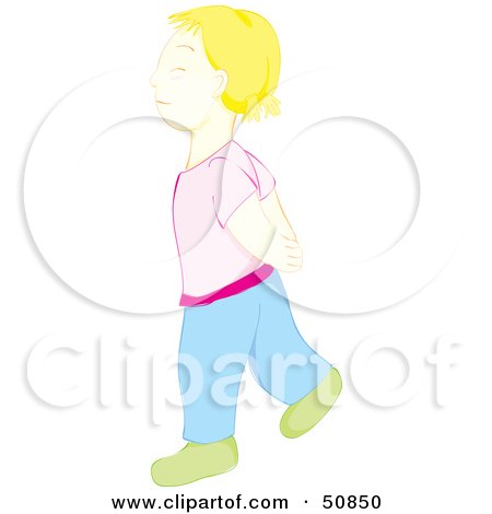 Royalty-Free (RF) Clipart Illustration of a Stubborn Blond Girl Walking Away With Her Head Held High by Cherie Reve