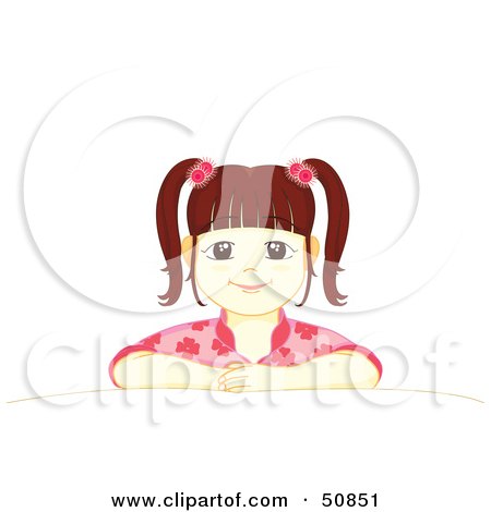 Royalty-Free (RF) Clipart Illustration of a Patient Little Girl Sitting Proudly at a Table by Cherie Reve