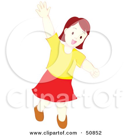 Royalty-Free (RF) Clipart Illustration of a Little Girl Running and Waving by Cherie Reve