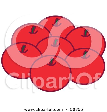 Royalty-Free (RF) Clipart Illustration of a Group of Fresh Picked Red Apples by Cherie Reve
