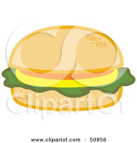 Royalty-Free (RF) Clipart Illustration of a Fast Food Cheeseburger With Lettuce On A Bun by Cherie Reve