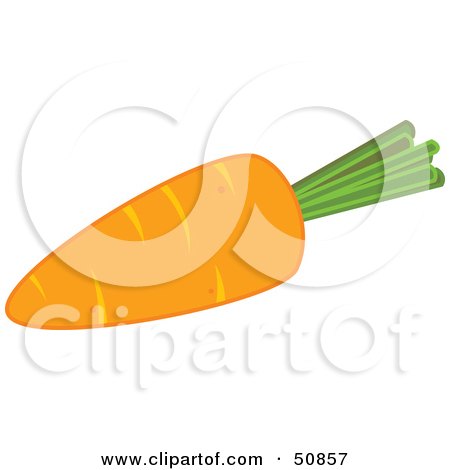 Royalty-Free (RF) Clipart Illustration of a Plump Orange Carrot With Trimmed Stalks by Cherie Reve